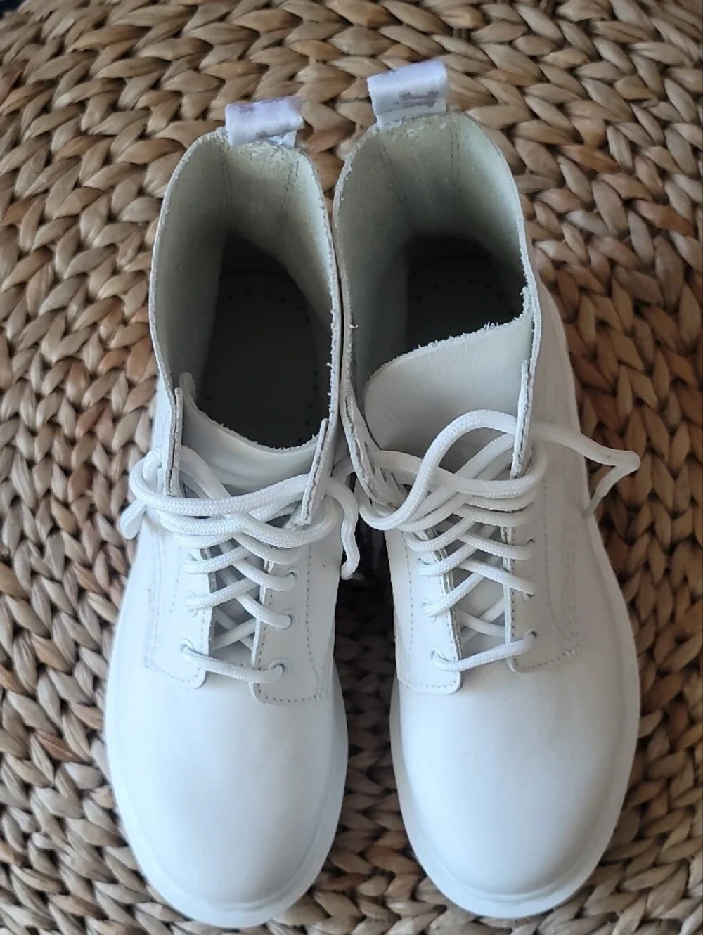 Dr. Martens White Lace-Up Women's Combat Booties